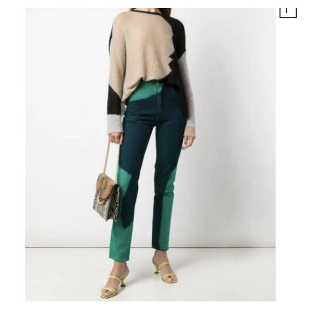 ECKHAUS LATTA blue green straight leg pants sz 26